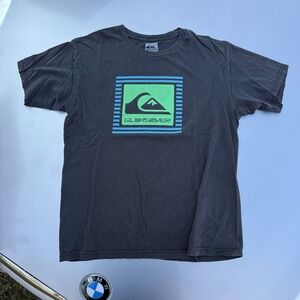Retro Faded 80s Style Quiksilver Graphic T-shirt Front And Back Surfer Size LG